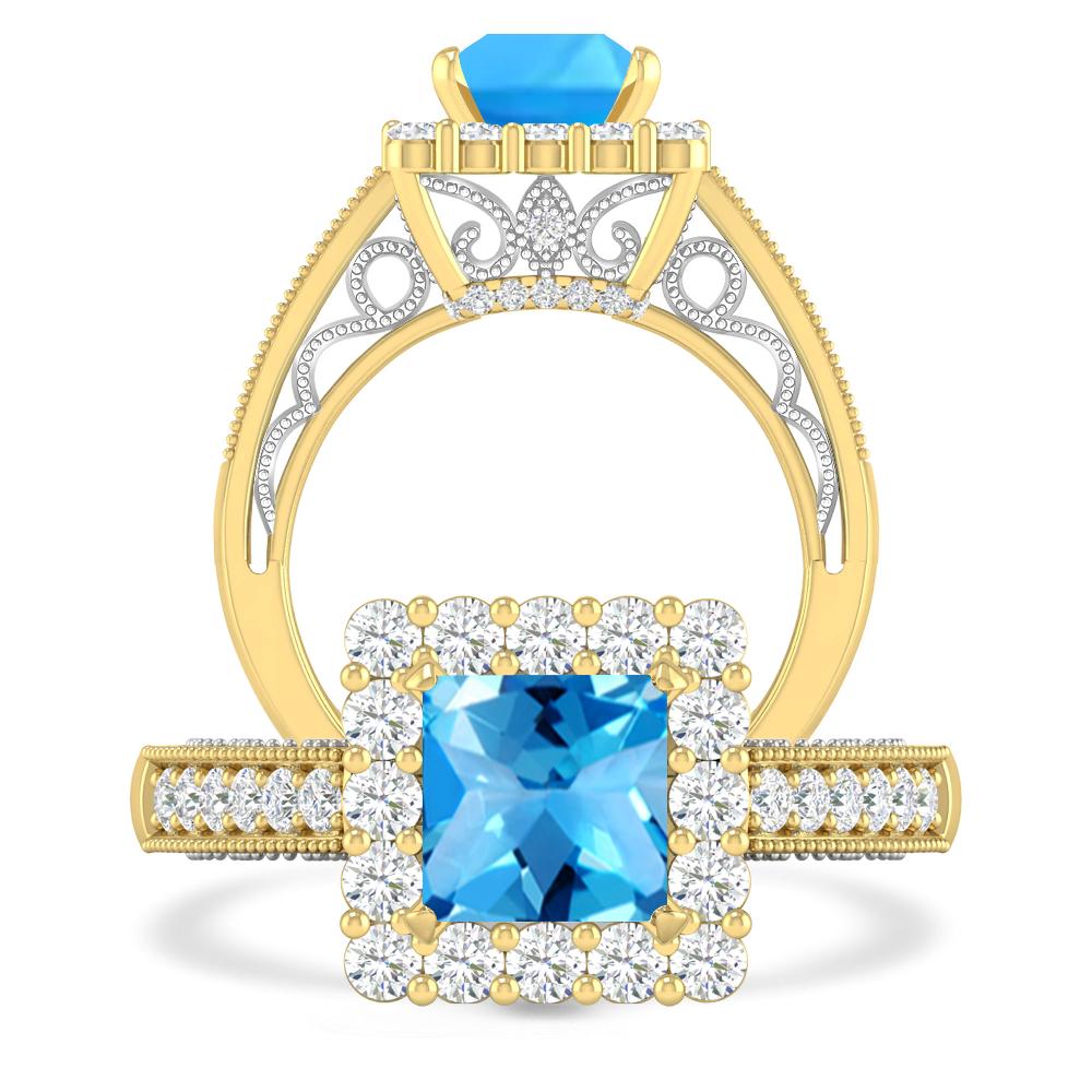 Yellow Gold - Blue Topaz