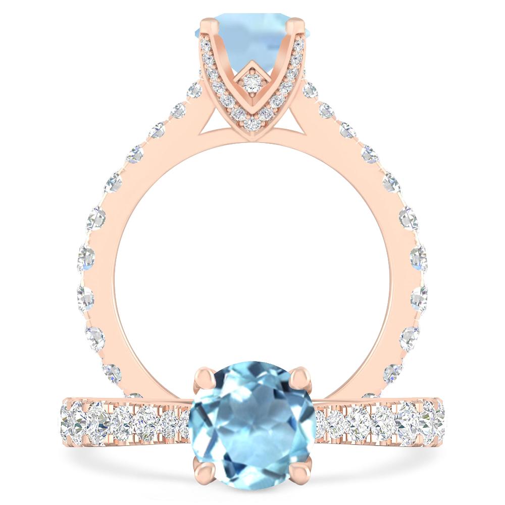 Rose Gold - Aquamarine