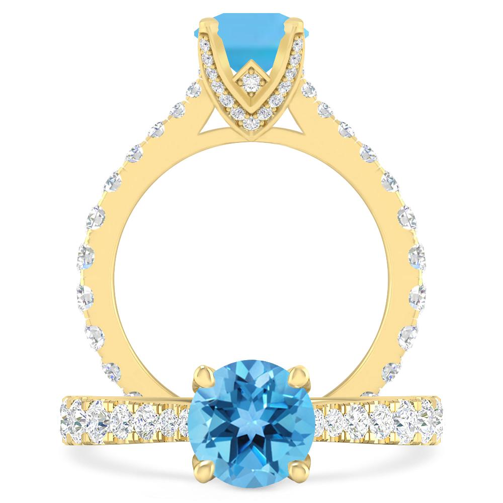 Yellow Gold - Blue Topaz