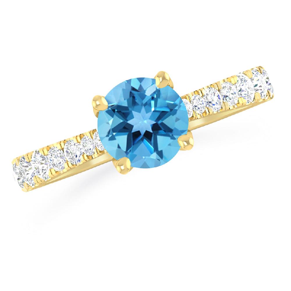 Yellow Gold - Blue Topaz