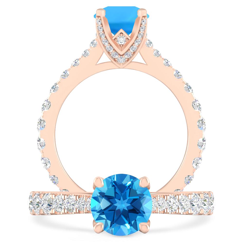 Rose Gold - Blue Topaz