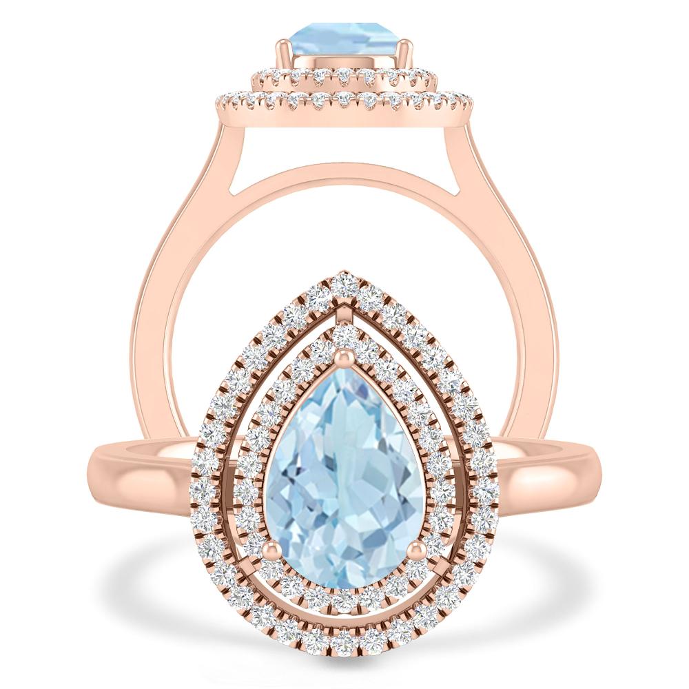 Rose Gold - Aquamarine