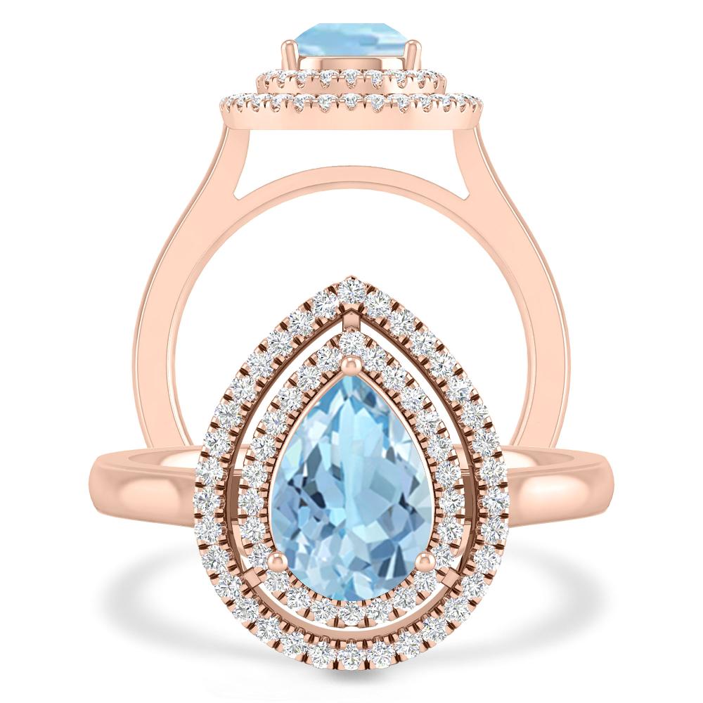 Rose Gold - Aquamarine