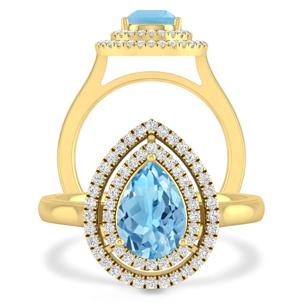 Yellow Gold - Blue Topaz