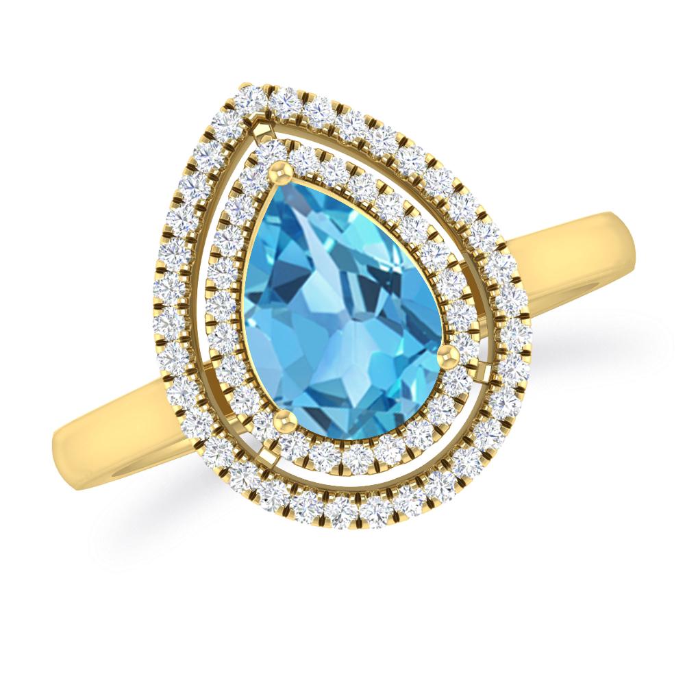 Yellow Gold - Blue Topaz