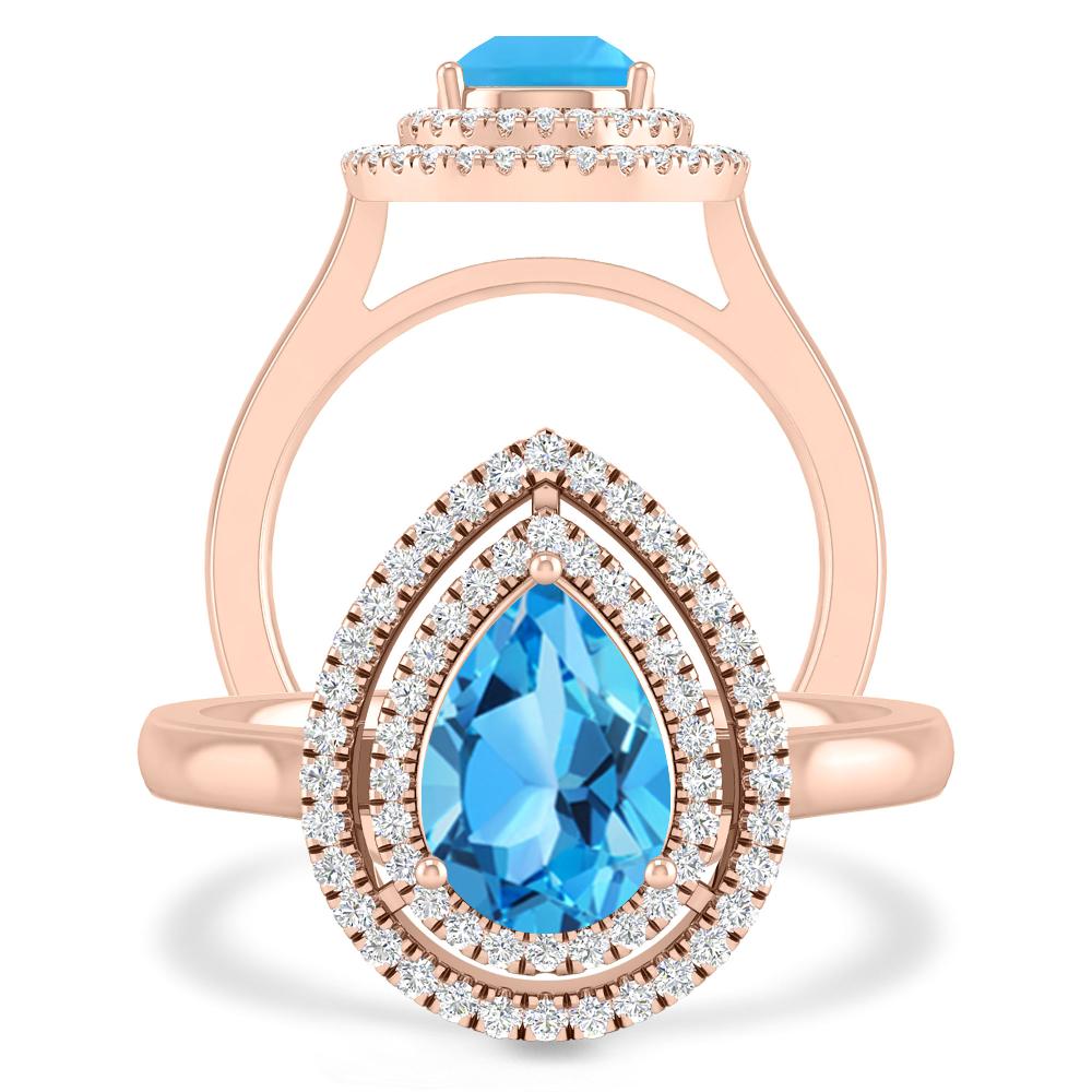 Rose Gold - Blue Topaz