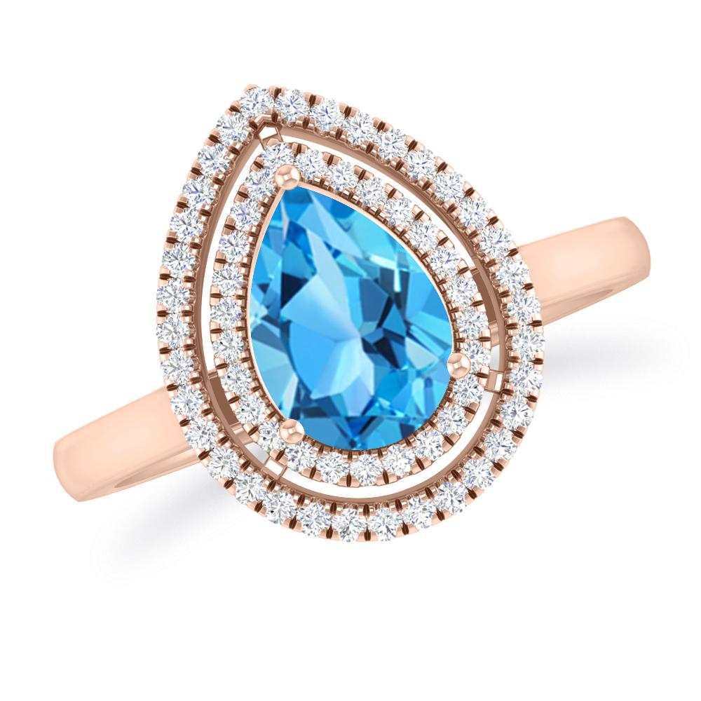 Rose Gold - Blue Topaz