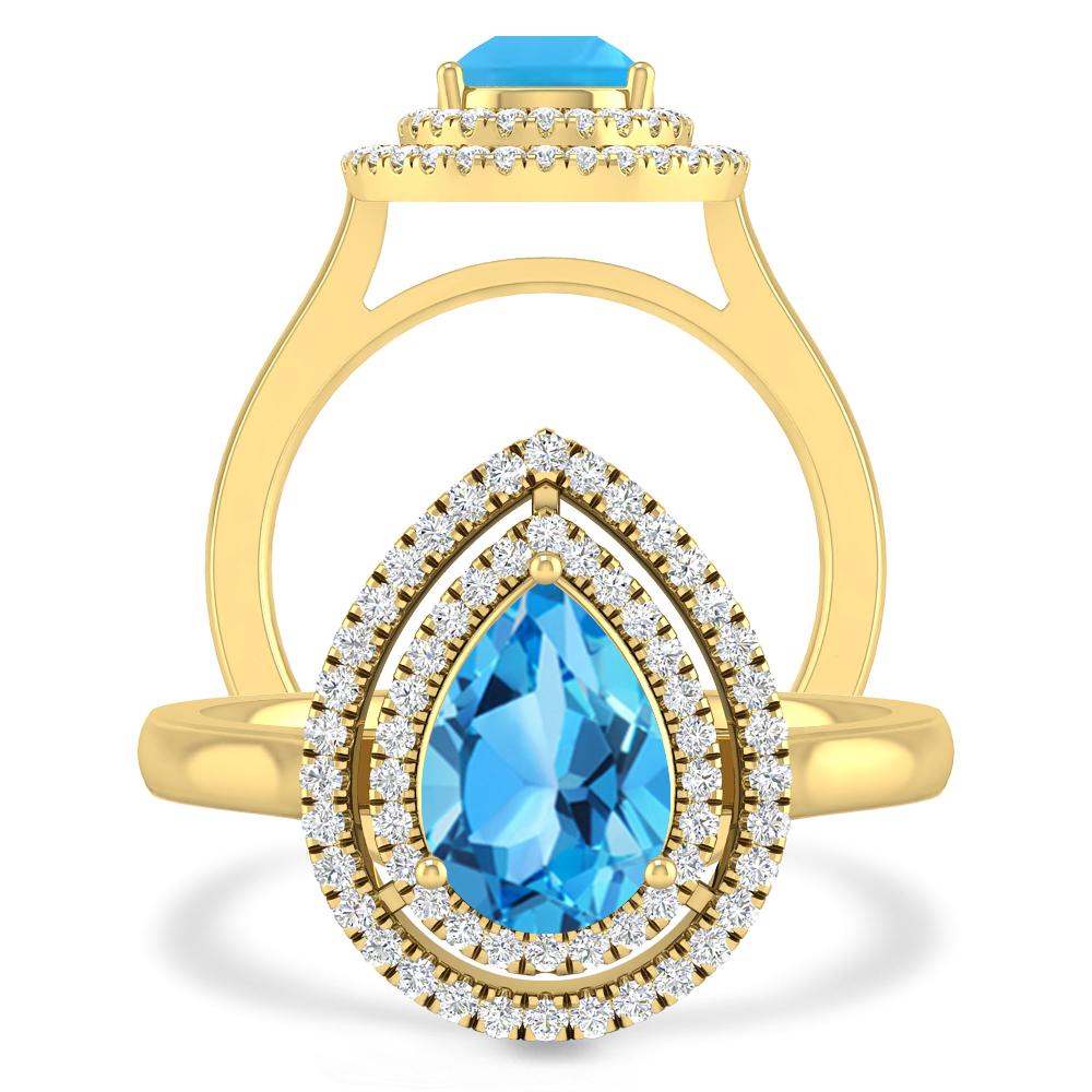 Yellow Gold - Blue Topaz