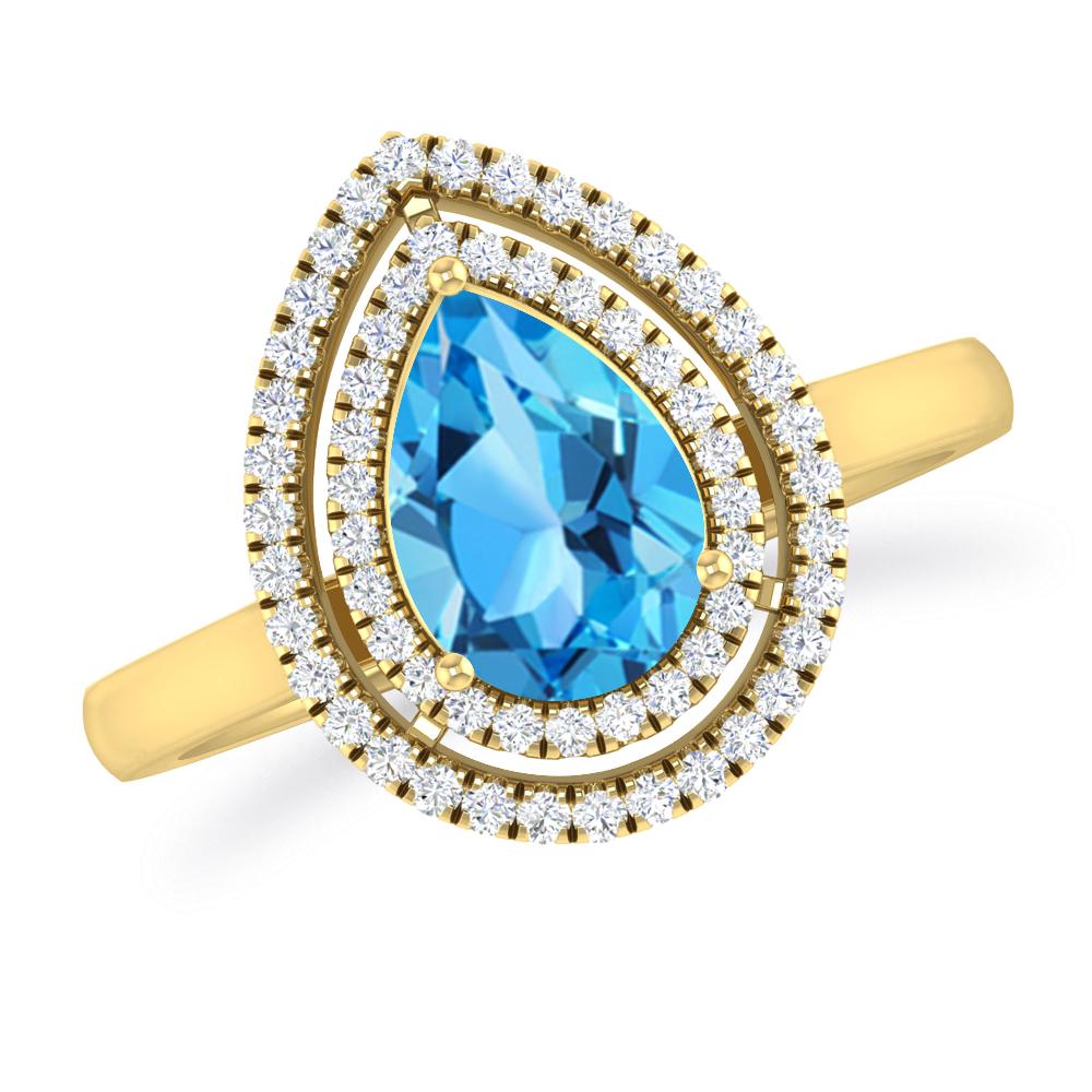 Yellow Gold - Blue Topaz