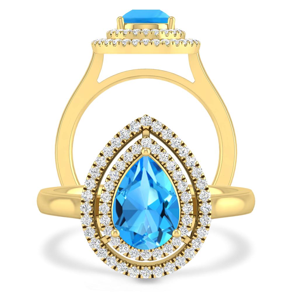 Yellow Gold - Blue Topaz