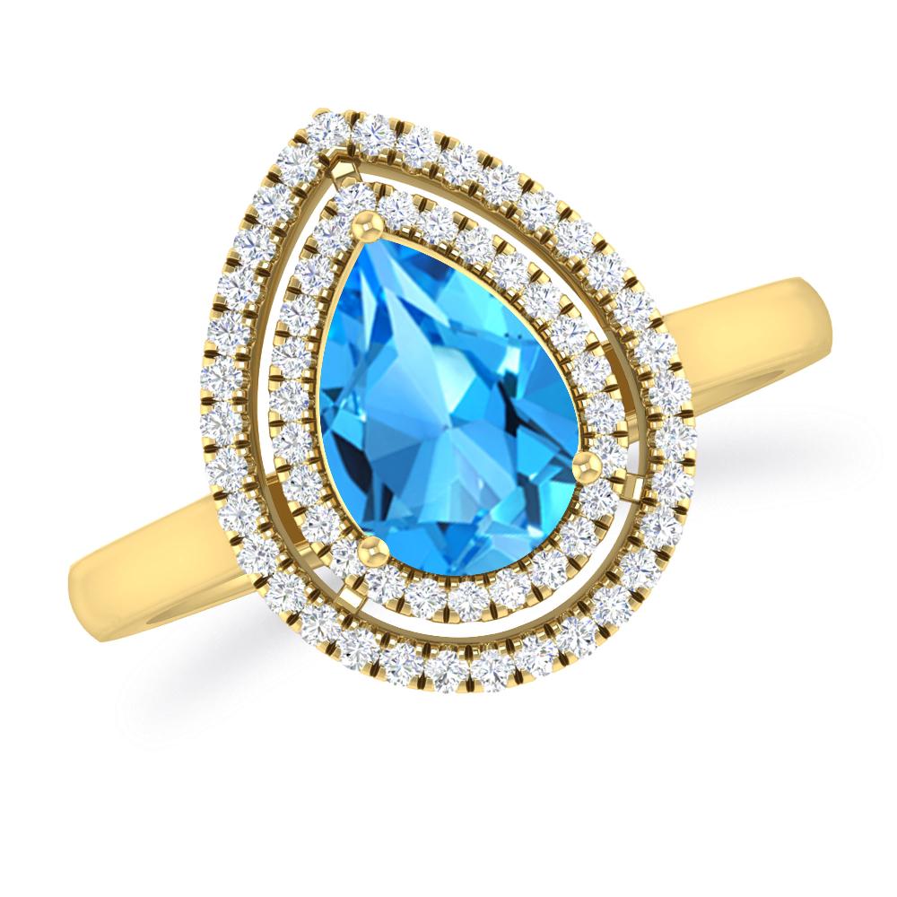 Yellow Gold - Blue Topaz