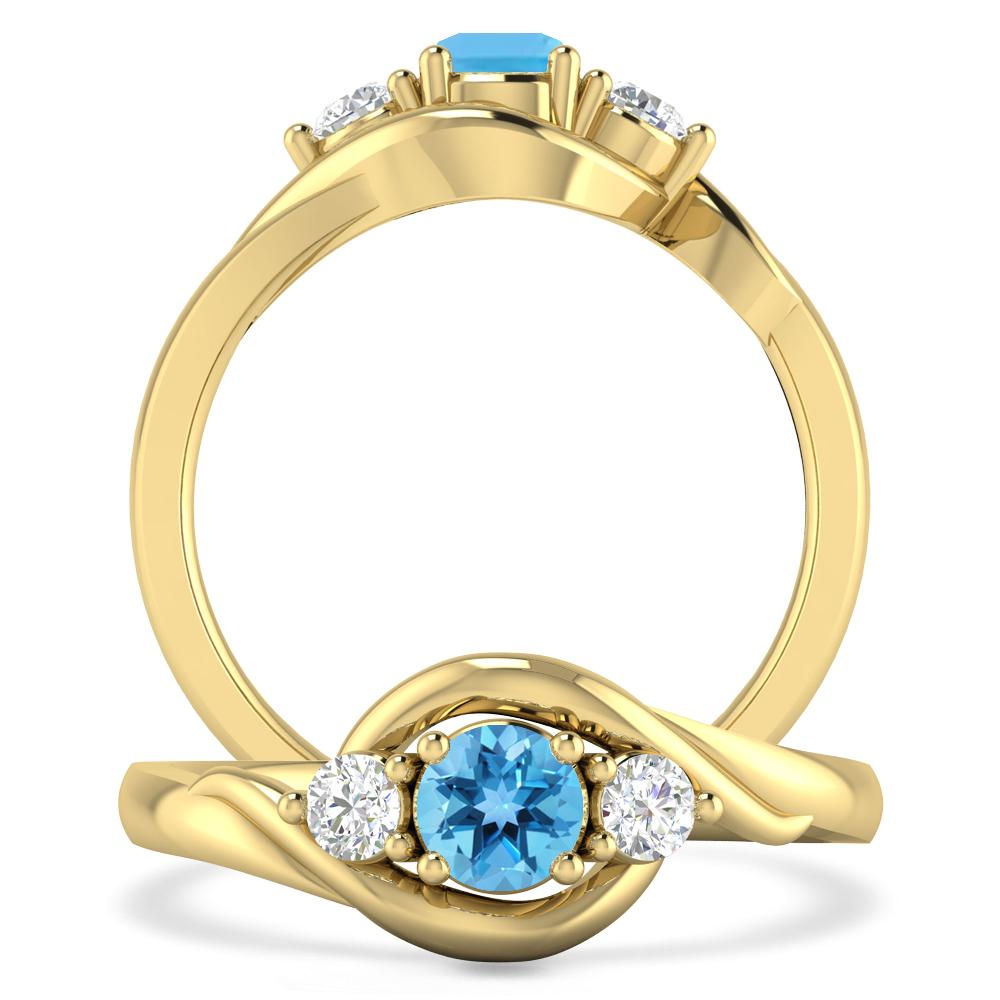 Yellow Gold - Blue Topaz