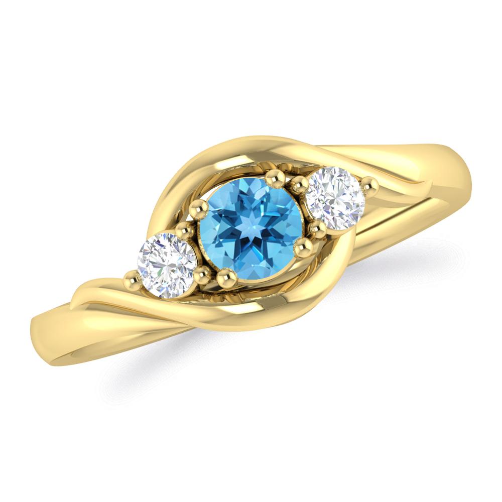 Yellow Gold - Blue Topaz