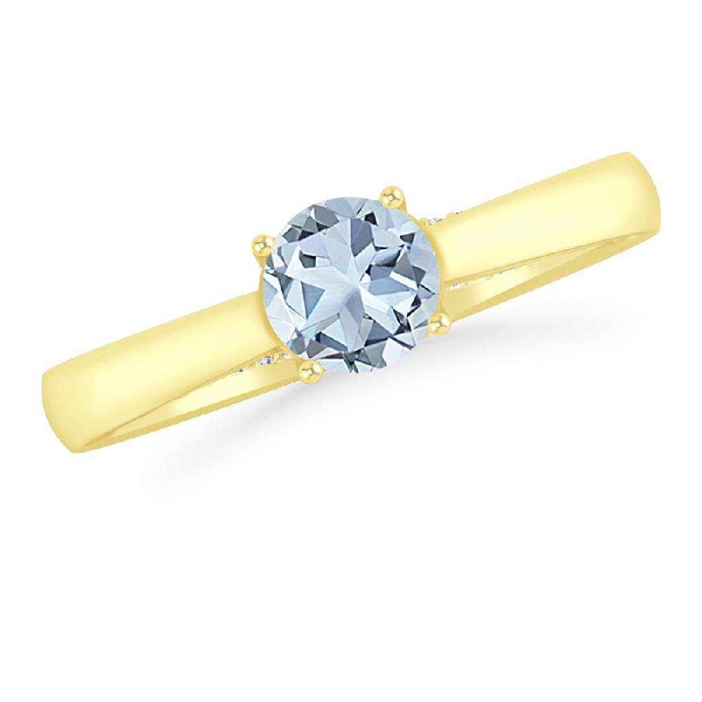 Yellow Gold - Aquamarine