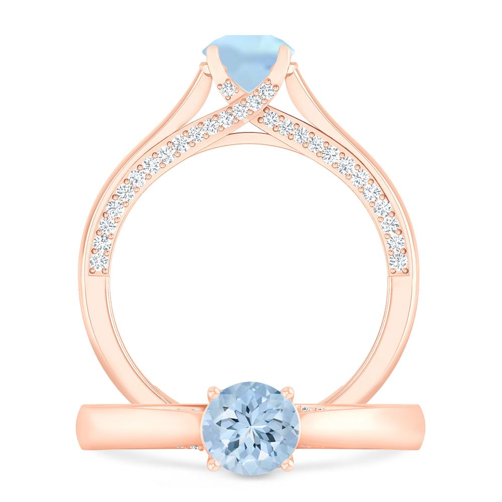 Rose Gold - Aquamarine