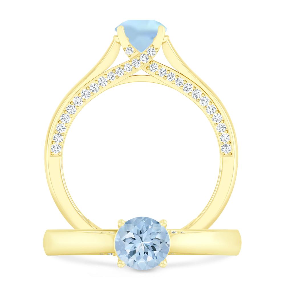 Yellow Gold - Aquamarine