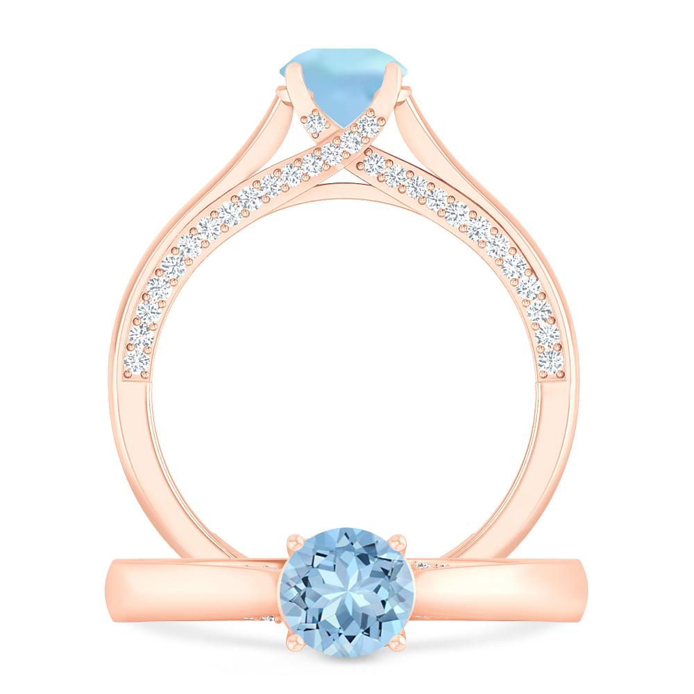 Rose Gold - Aquamarine