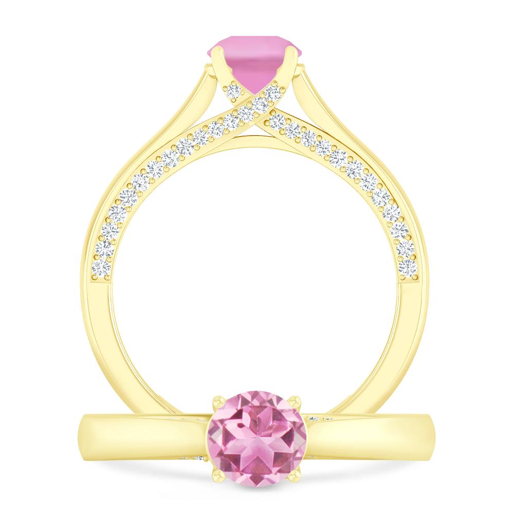 Yellow Gold - Pink Tourmaline