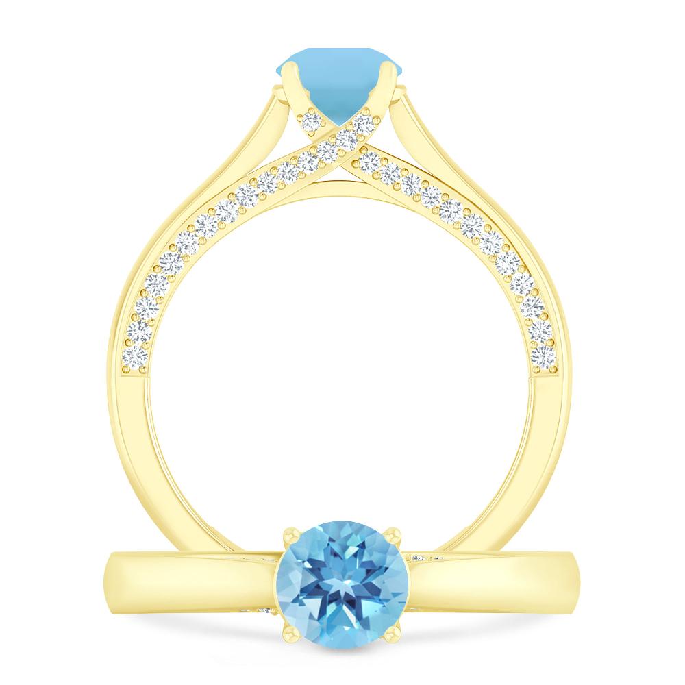 Yellow Gold - Blue Topaz