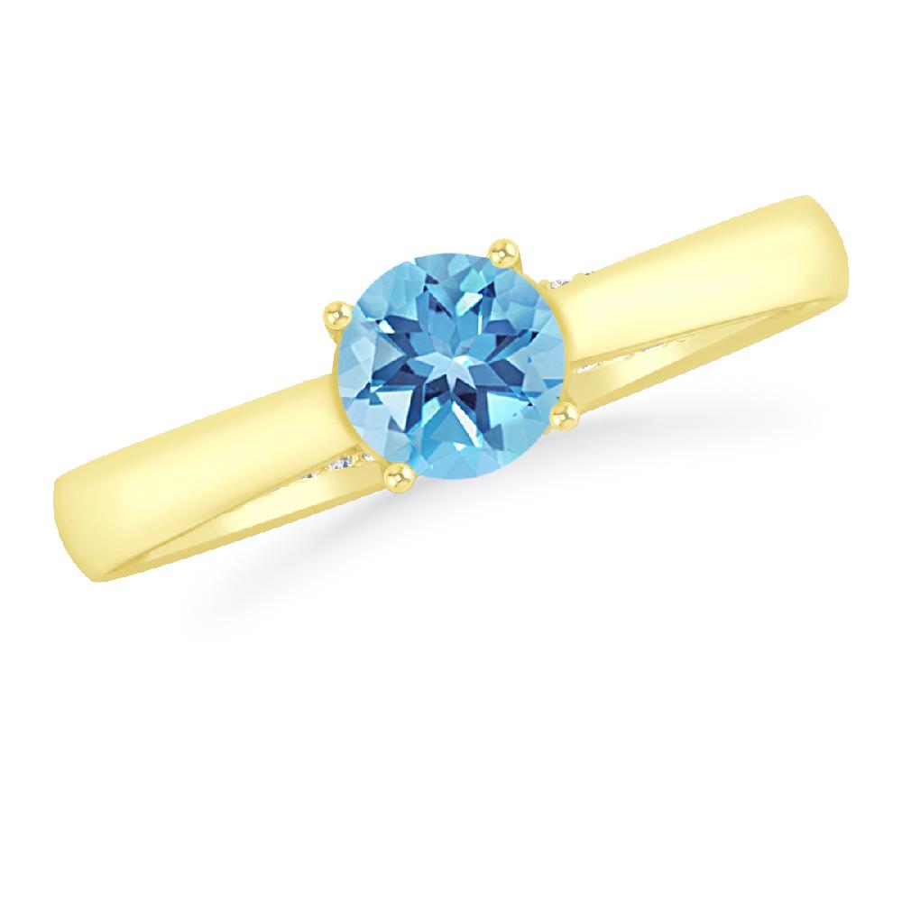 Yellow Gold - Blue Topaz