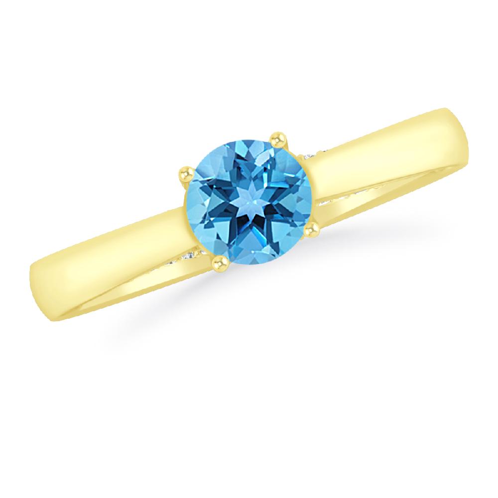 Yellow Gold - Blue Topaz