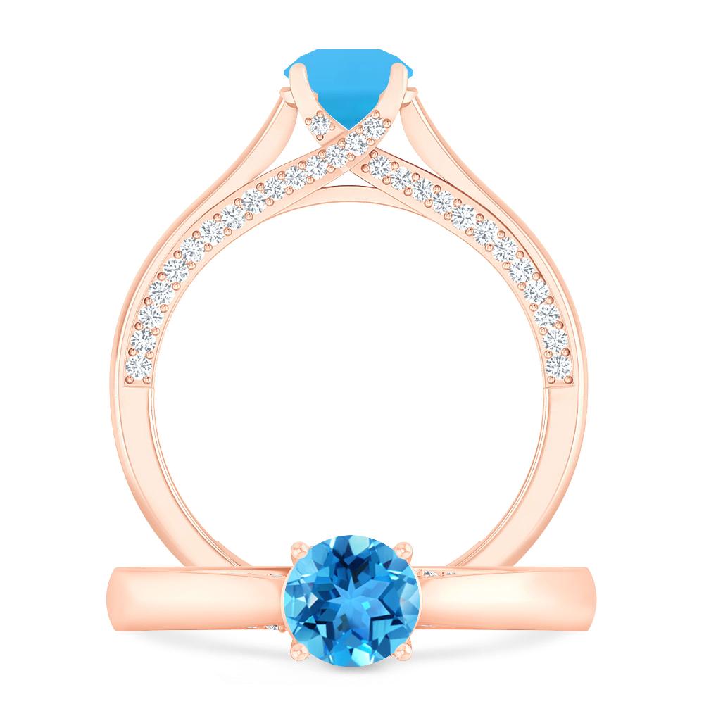 Rose Gold - Blue Topaz