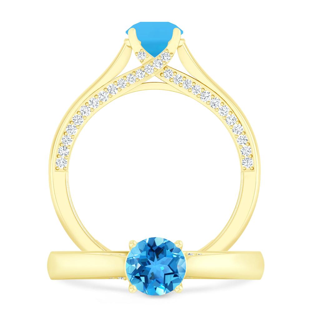 Yellow Gold - Blue Topaz