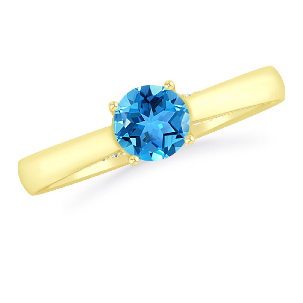 Yellow Gold - Blue Topaz