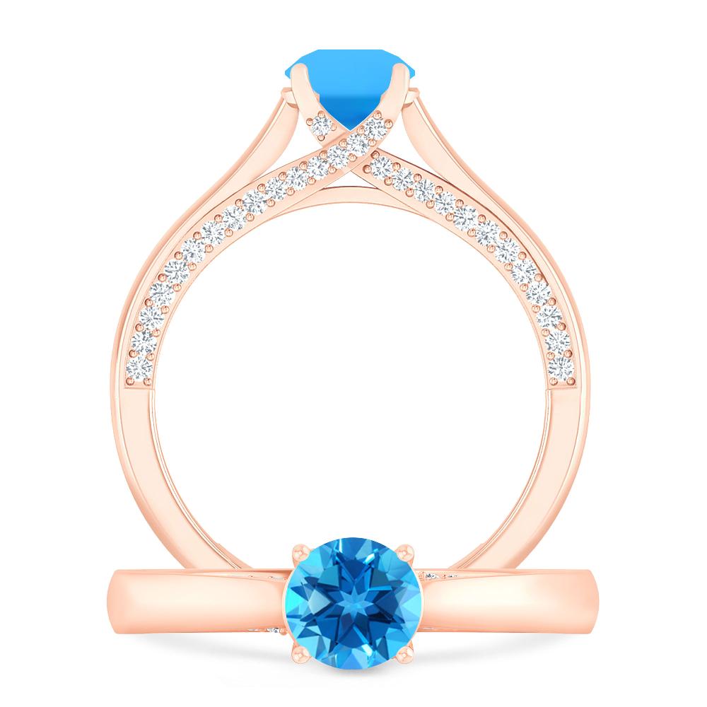 Rose Gold - Blue Topaz