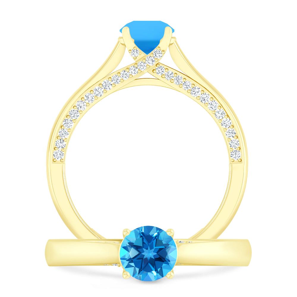 Yellow Gold - Blue Topaz