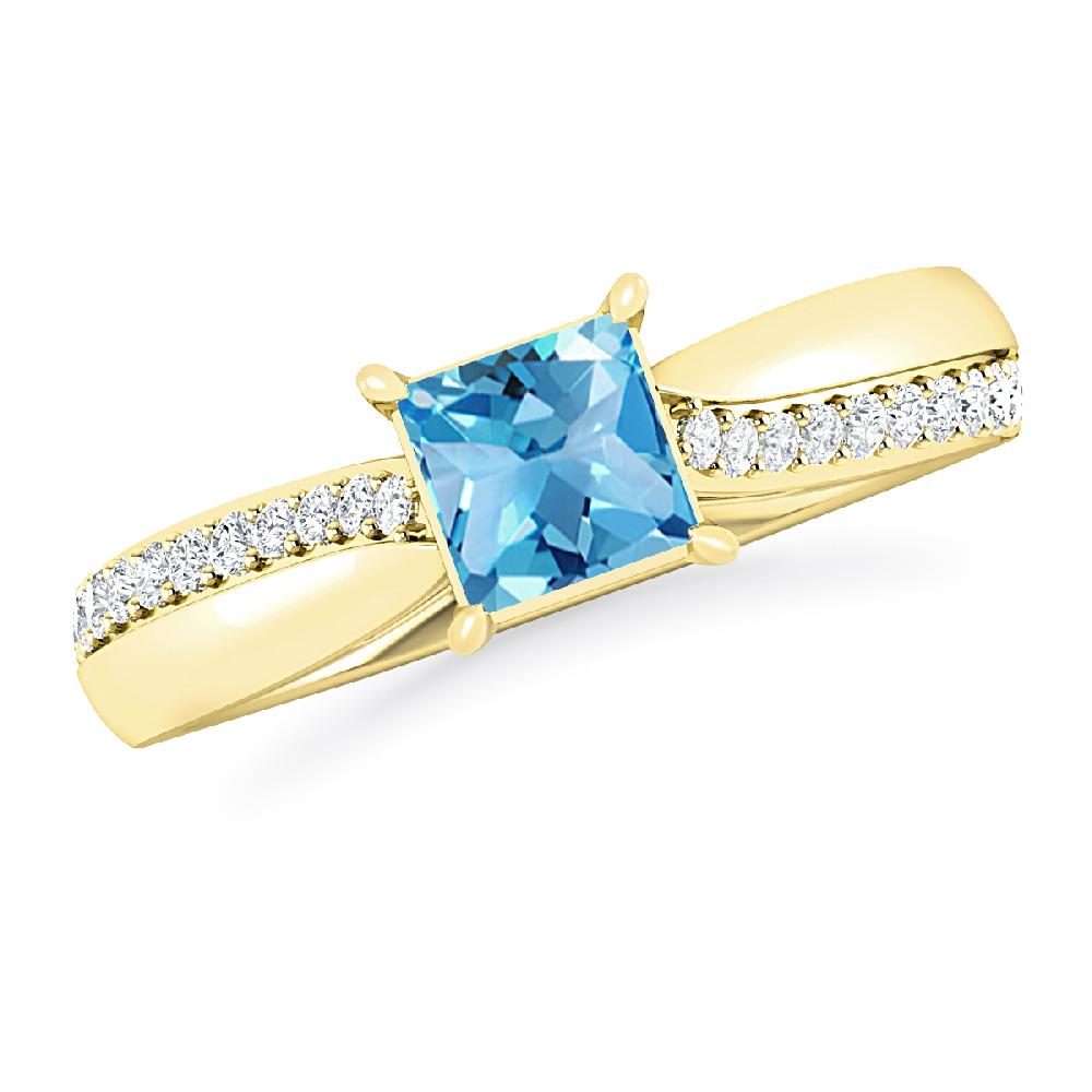 Yellow Gold - Blue Topaz