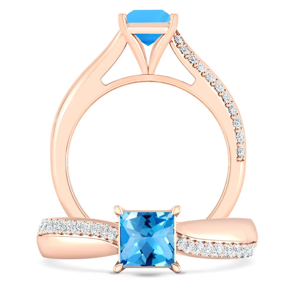 Rose Gold - Blue Topaz