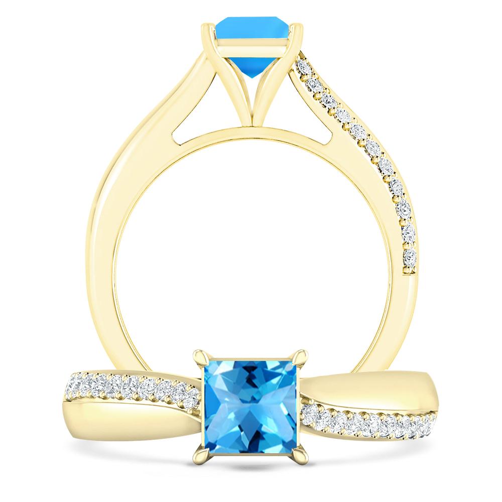 Yellow Gold - Blue Topaz