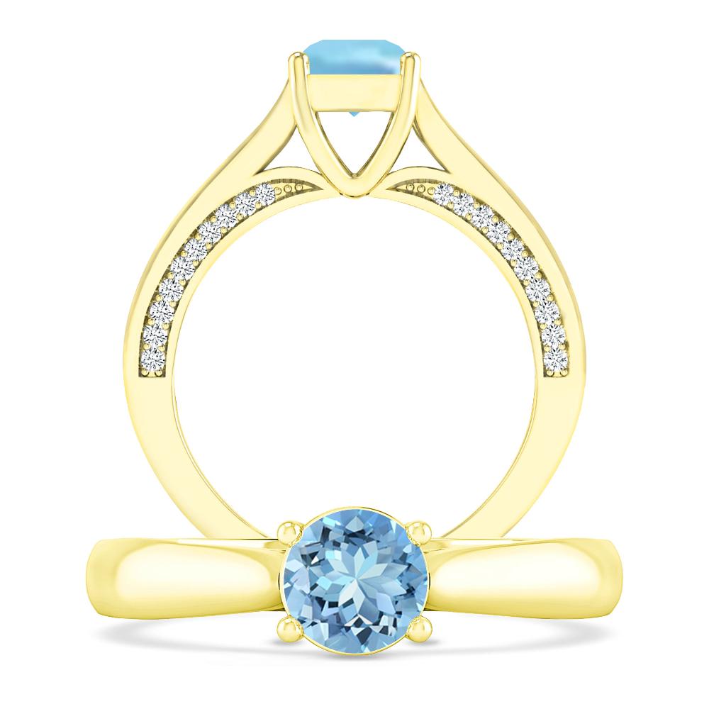 Yellow Gold - Aquamarine