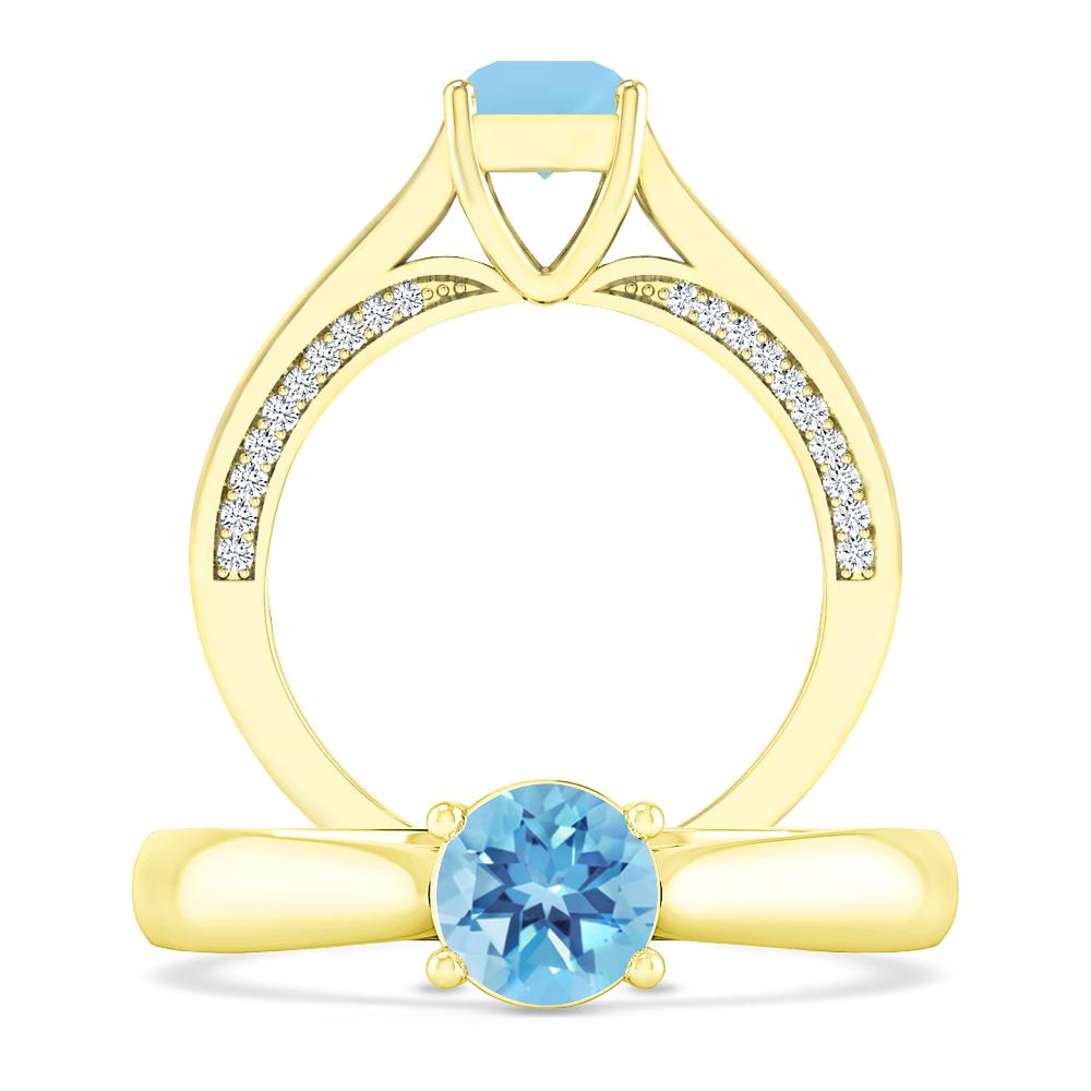 Yellow Gold - Blue Topaz