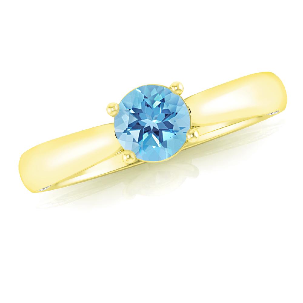 Yellow Gold - Blue Topaz