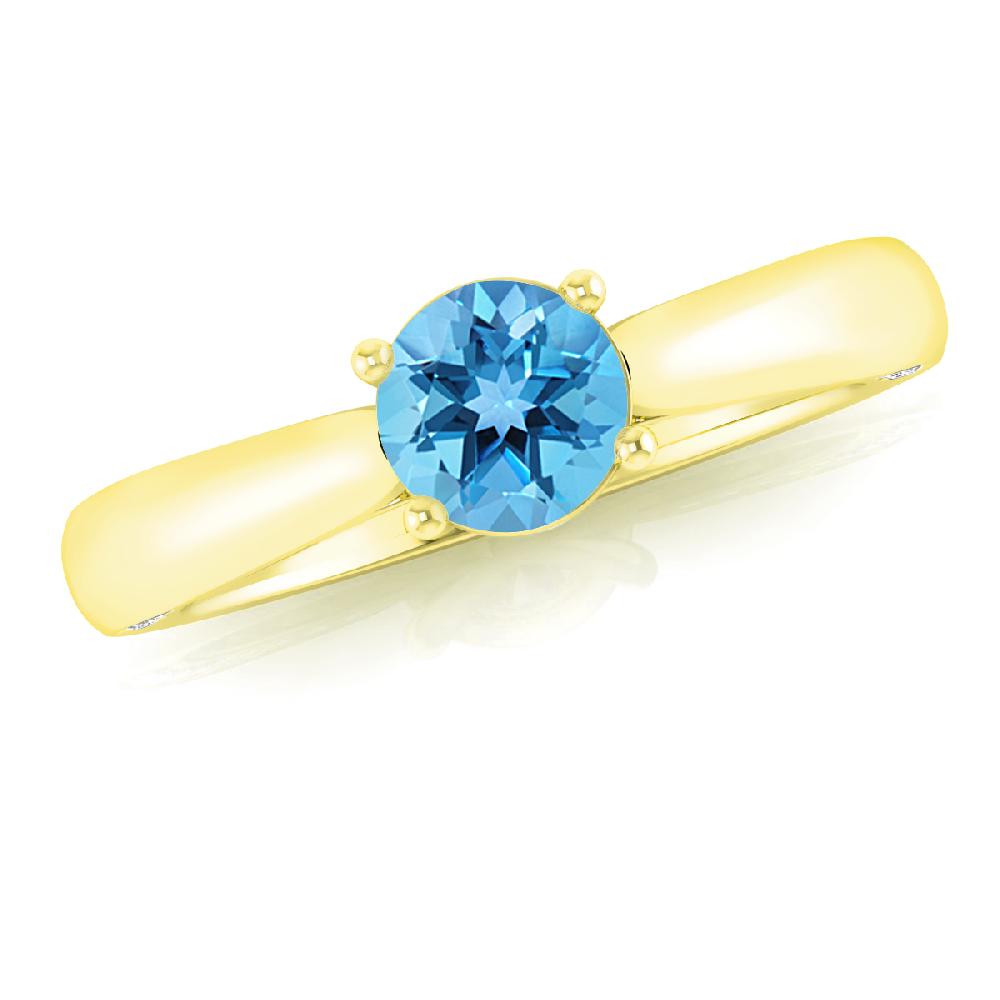 Yellow Gold - Blue Topaz