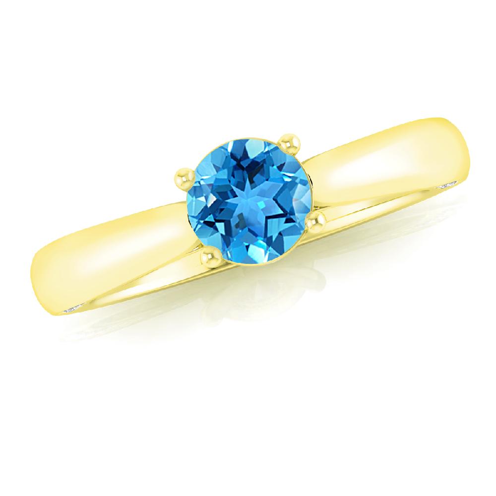 Yellow Gold - Blue Topaz