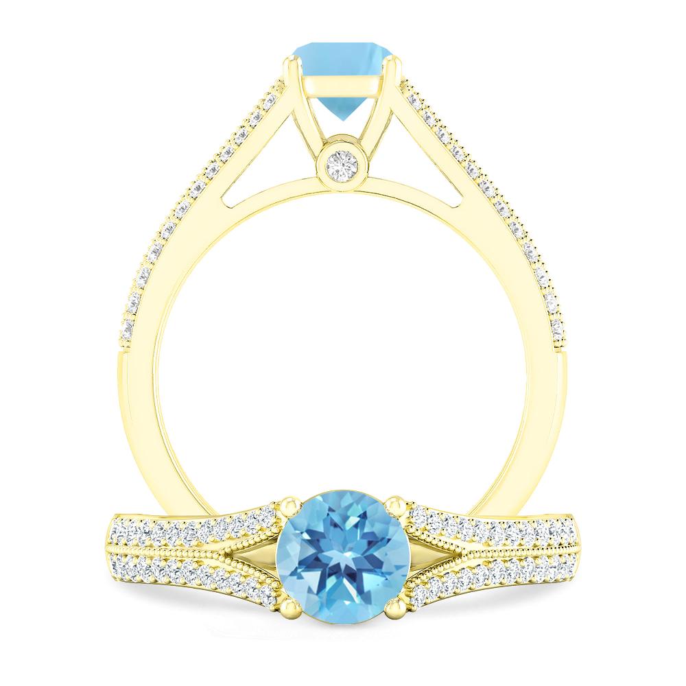 Yellow Gold - Blue Topaz