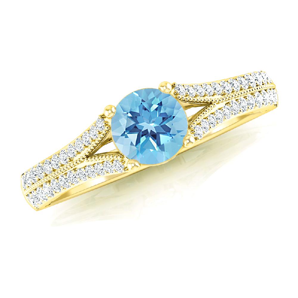 Yellow Gold - Blue Topaz