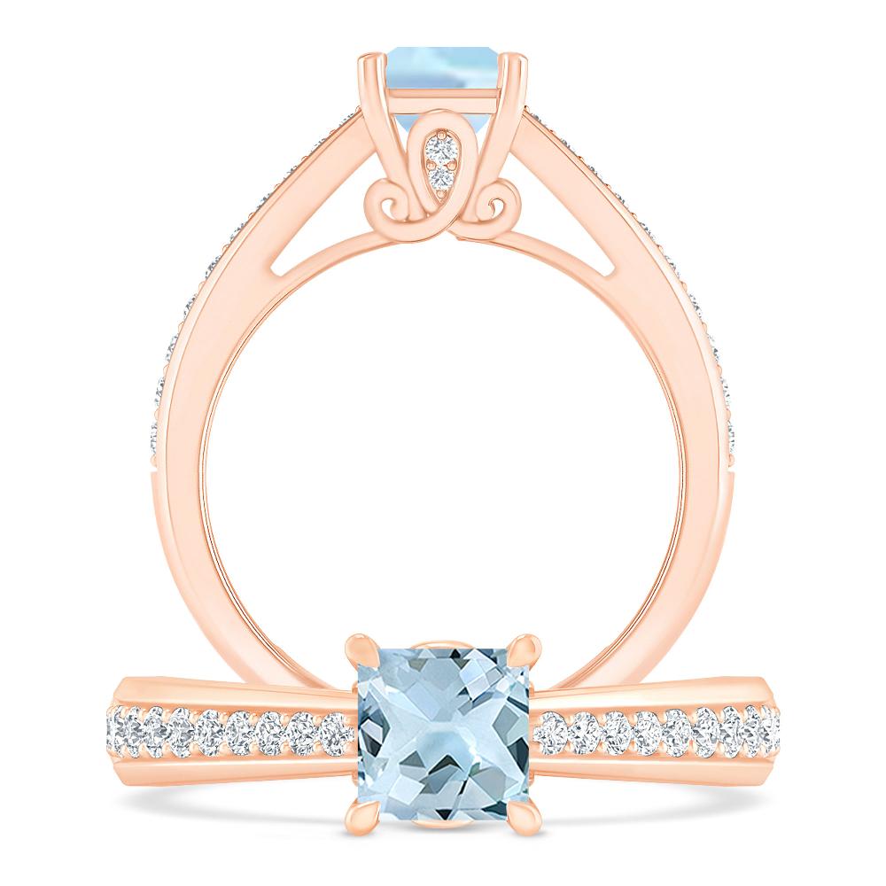 Rose Gold - Aquamarine