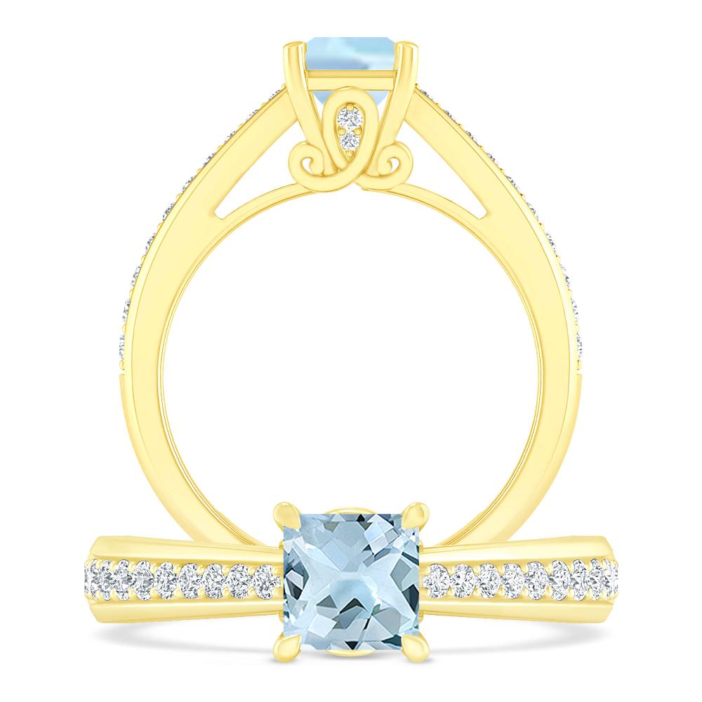 Yellow Gold - Aquamarine