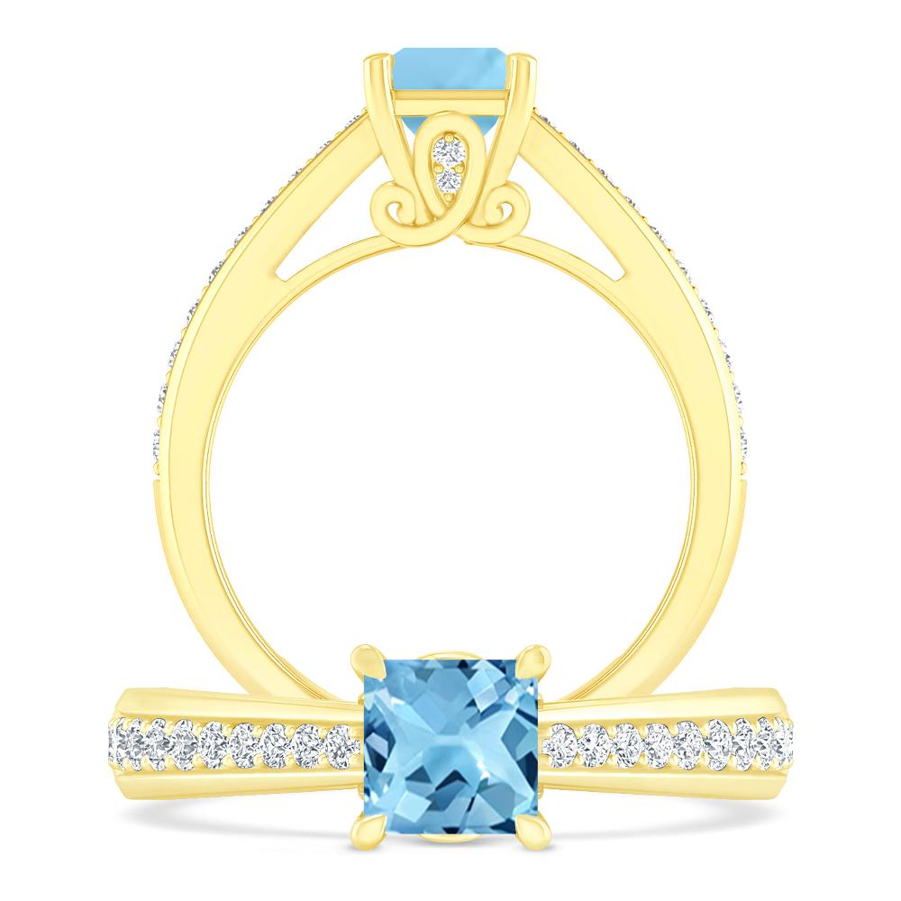 Yellow Gold - Blue Topaz