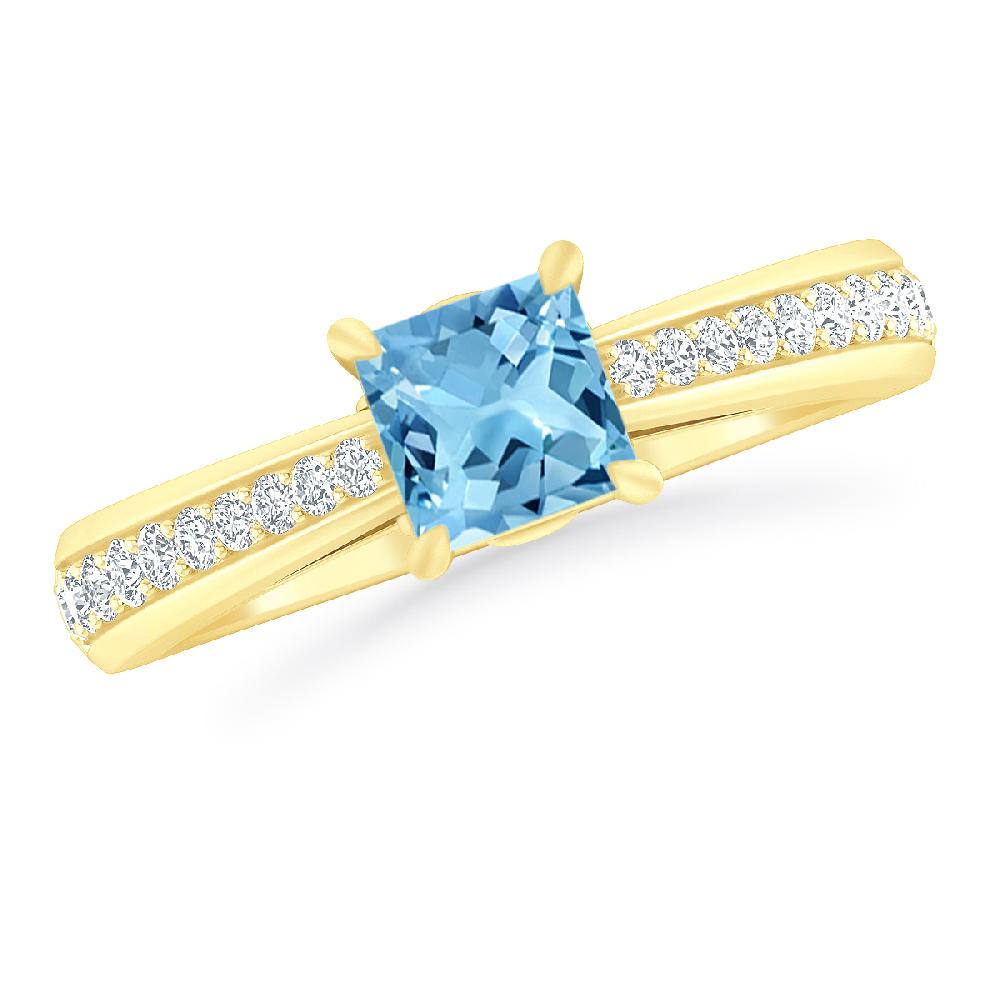Yellow Gold - Blue Topaz