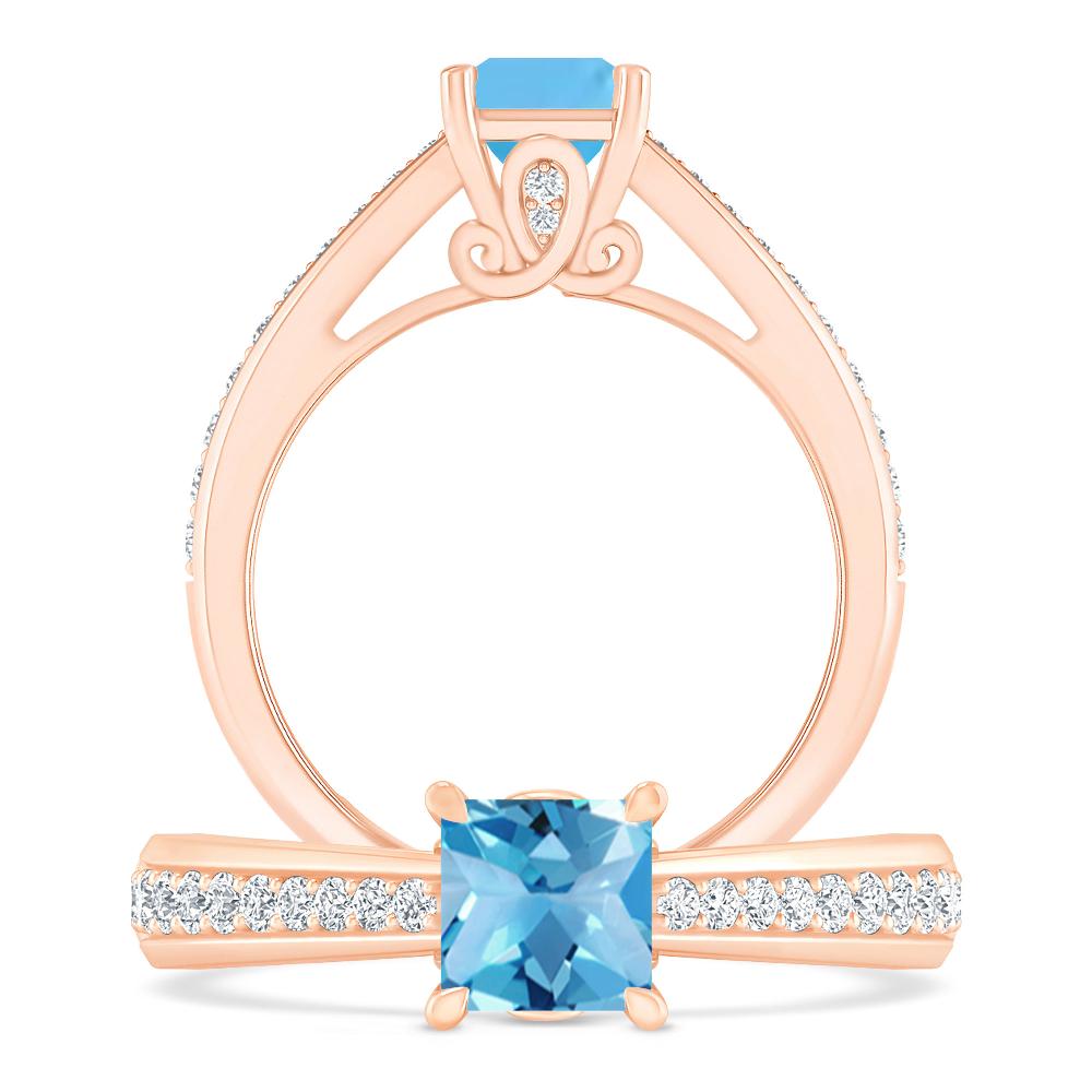 Rose Gold - Blue Topaz