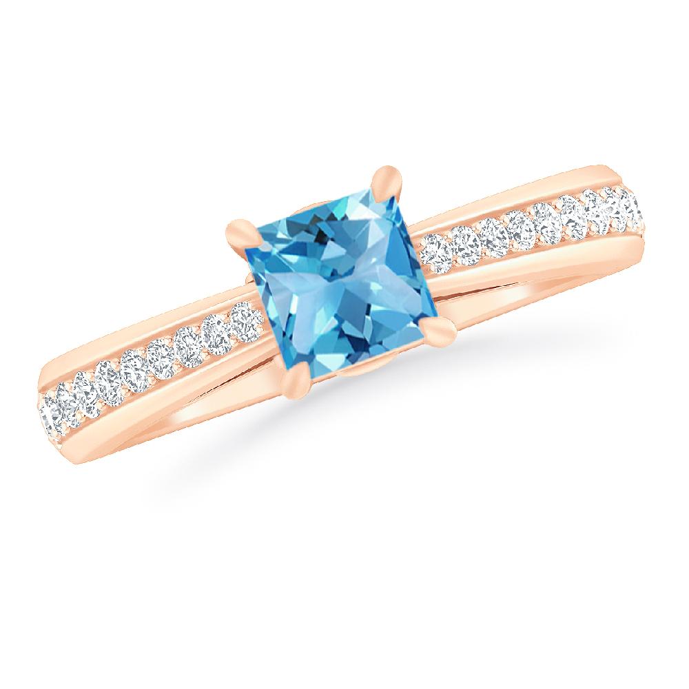 Rose Gold - Blue Topaz