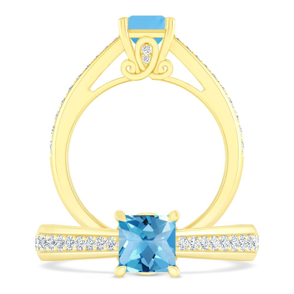 Yellow Gold - Blue Topaz