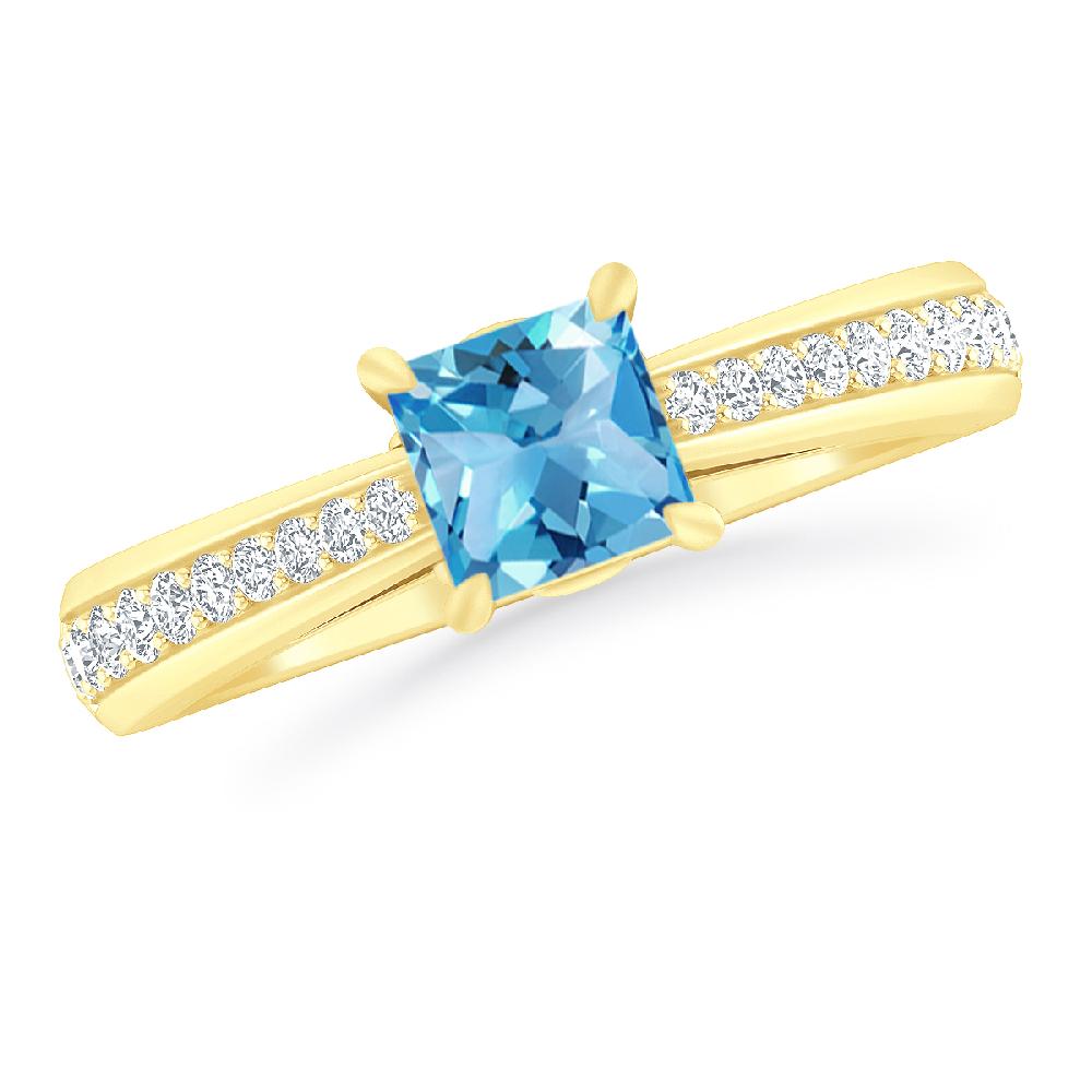 Yellow Gold - Blue Topaz