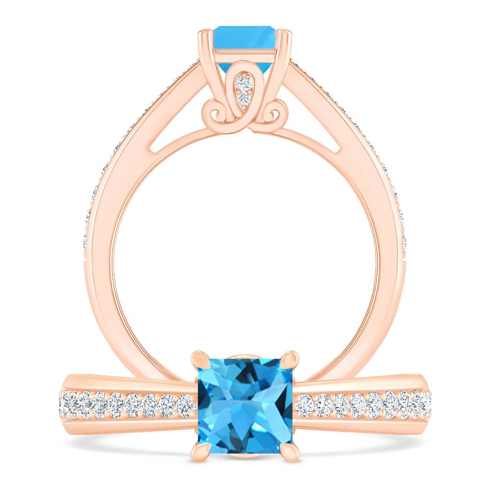 Rose Gold - Blue Topaz