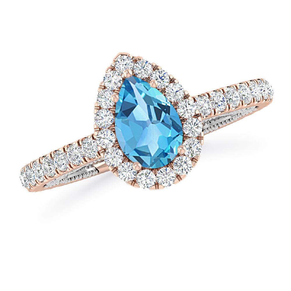 Rose Gold - Blue Topaz